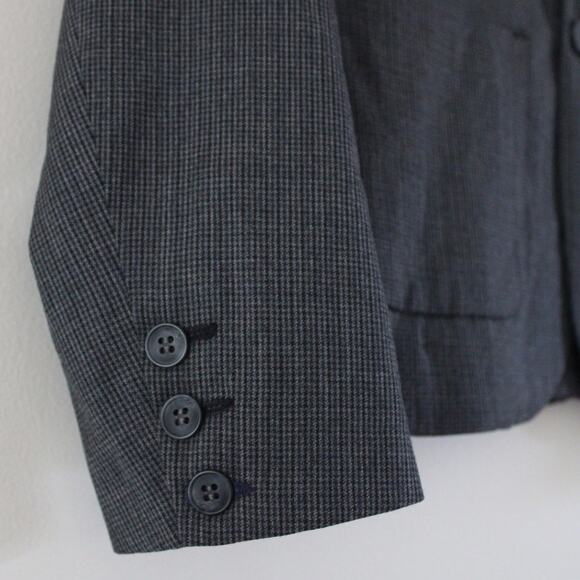 NWT Bonpoint Boys Houndstooth Wool Blazer Jacket Suit Coat Gray Navy 12 - Picture 2 of 8